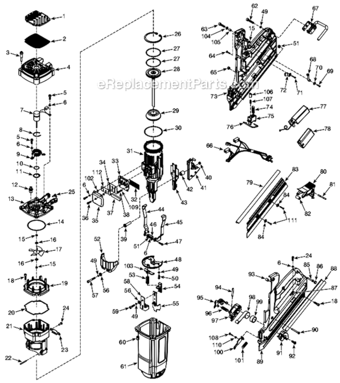 Page B Diagram and Parts List for NF349099  Campbell Hausfeld Nailer